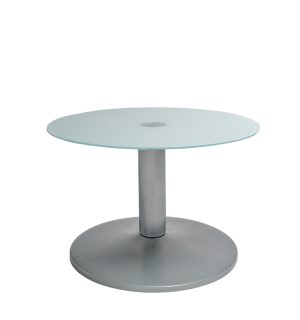 TABLE BASSE FEROE GRIS/VERRE BLANC OPAQUE - Ø 60