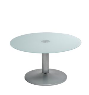 TABLE BASSE FEROE GRIS/VERRE BLANC OPAQUE - Ø 80