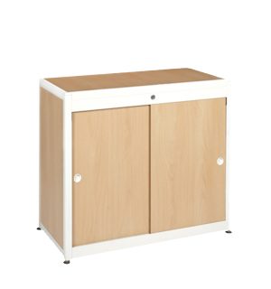 MEUBLE RANGEMENT BOIS/ALU BLANC - 90x50x80